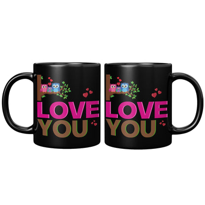 Family Owl Love You Black Mug - TheGivenGet