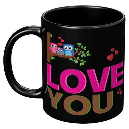 Family Owl Love You Black Mug - TheGivenGet