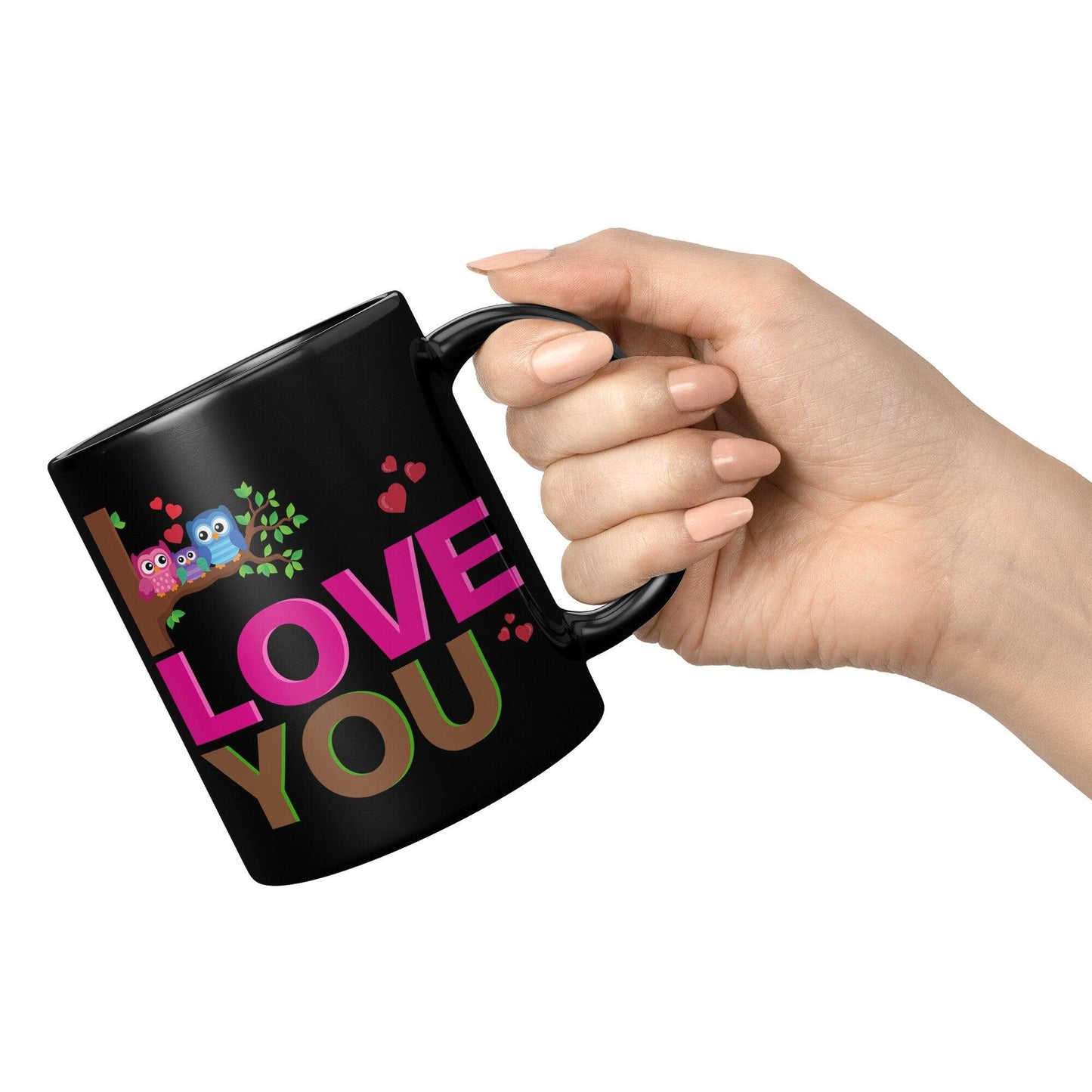 Family Owl Love You Black Mug - TheGivenGet