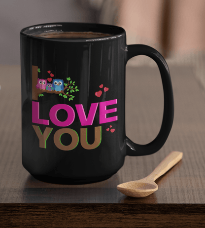 Family Owl Love You Black Mug - TheGivenGet