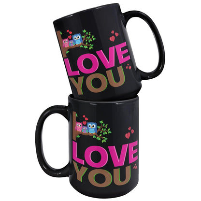 Family Owl Love You Black Mug - TheGivenGet