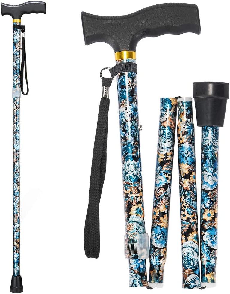 Foldable Fashion Walking Cane, 5-Level Foldable, Adjustable Portable Hand Walking Stick for Men and Women - TheGivenGet