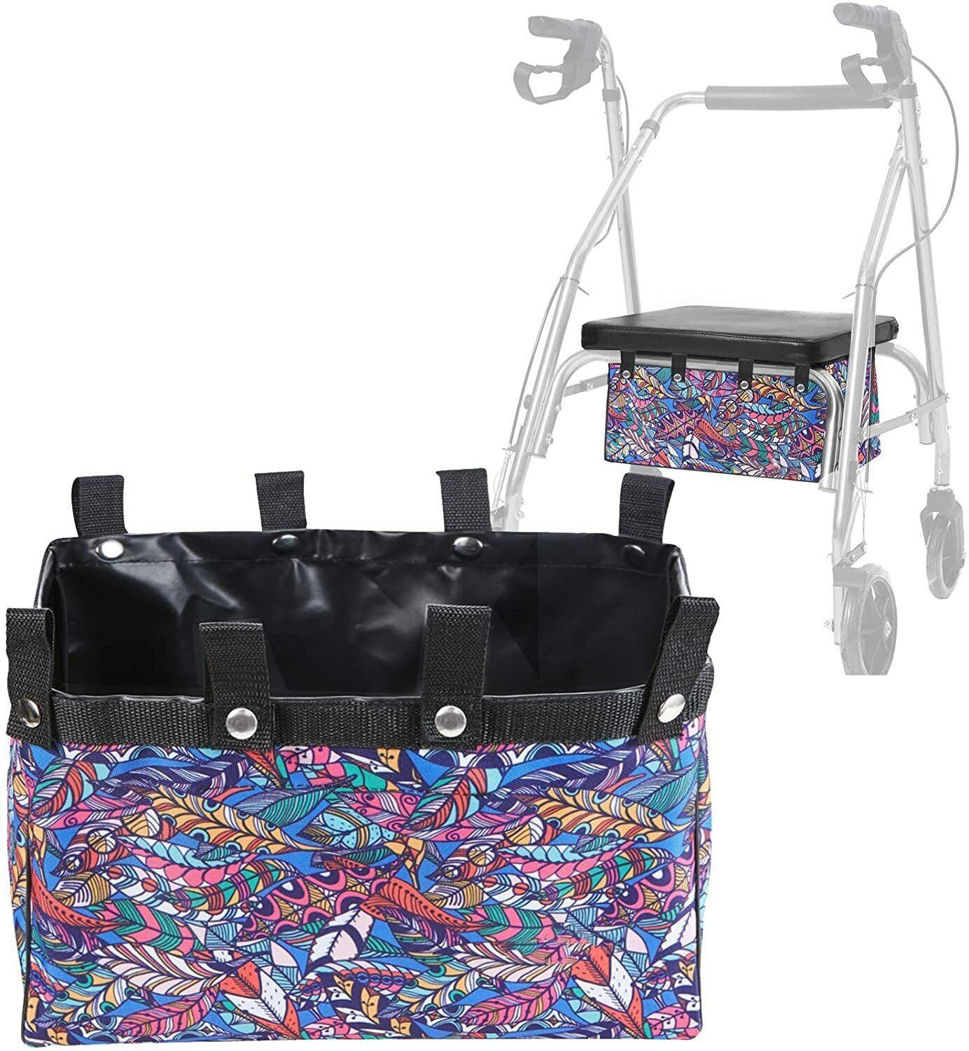 Four Wheel Rollator Tote Bag Organizer, Rollator Walker Under Seat Bag Flower Design - TheGivenGet