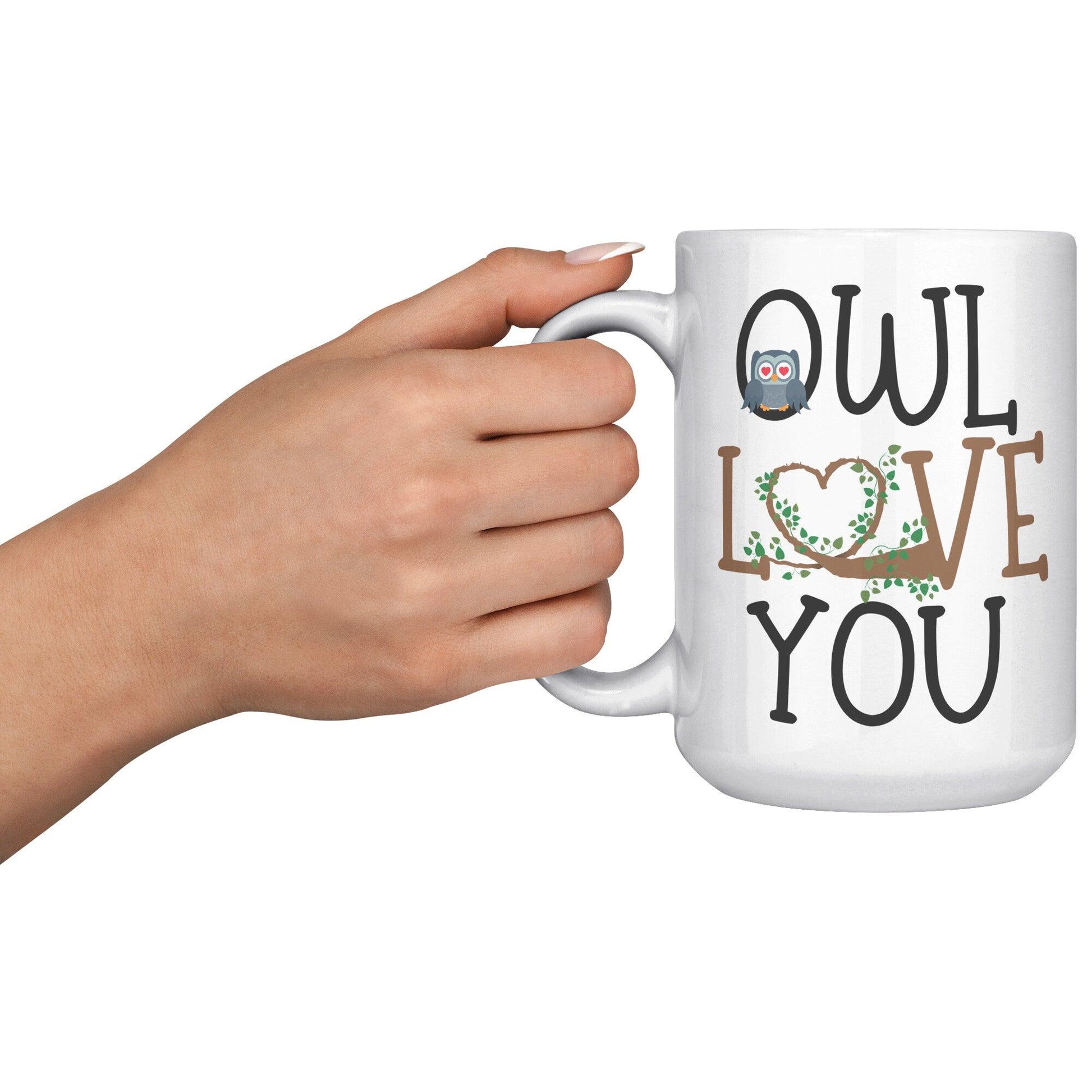 Gray Owl Love You Branch White Mug - TheGivenGet