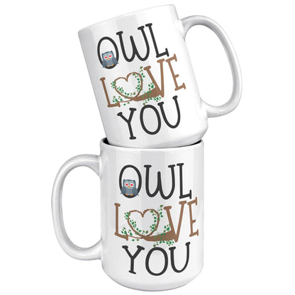 Gray Owl Love You Branch White Mug - TheGivenGet