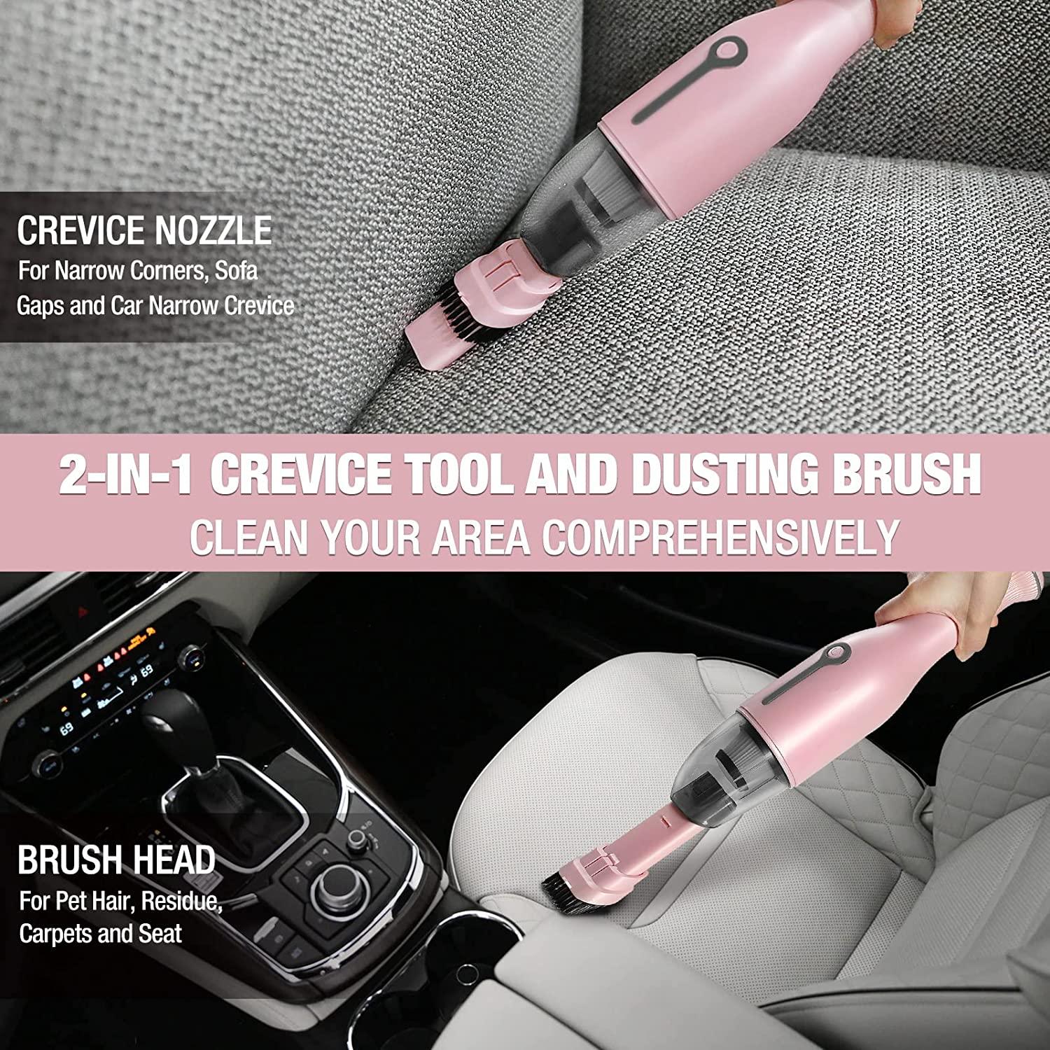 Handheld Vacuum Cordless Car Vacuum Cleaner with Brushless Motor High Power Rechargeable Portable Mini Vacuum for Car, Home, Kitchen Pink - TheGivenGet