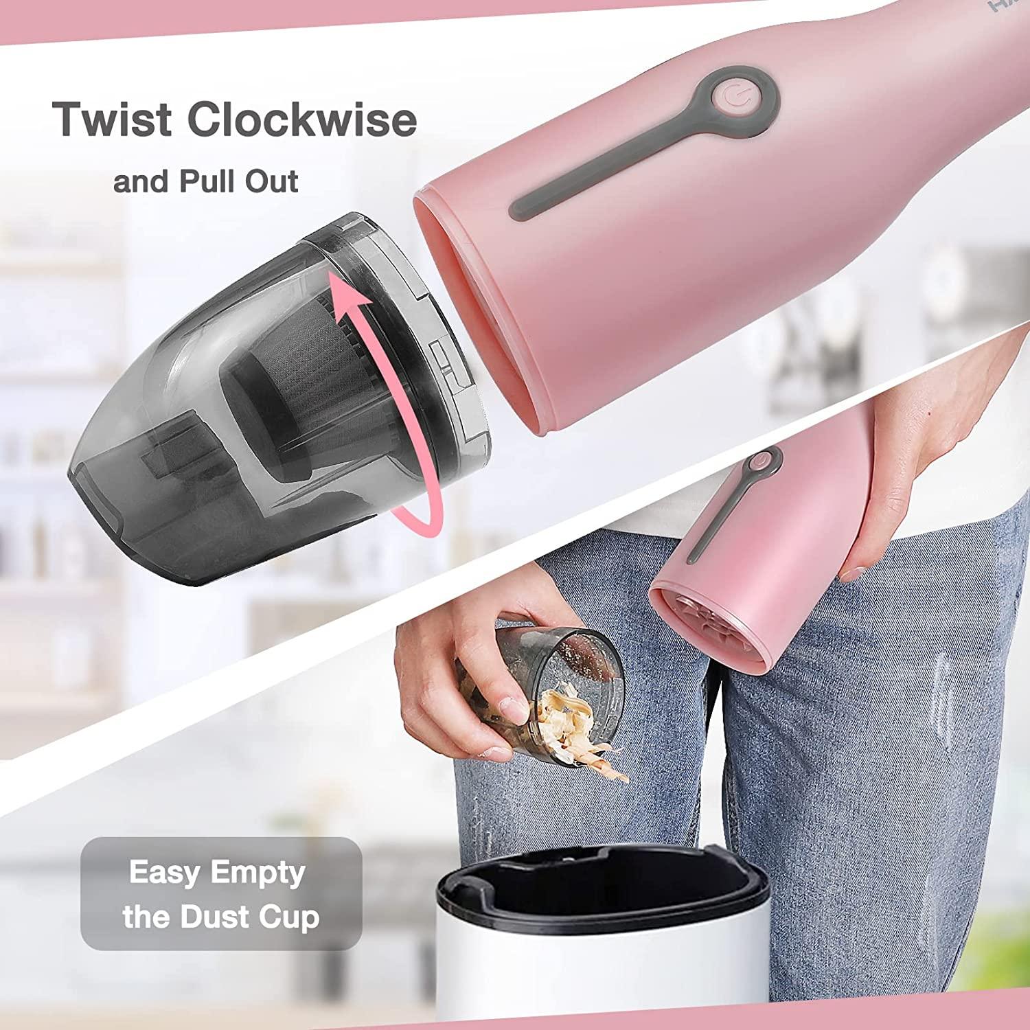 Handheld Vacuum Cordless Car Vacuum Cleaner with Brushless Motor High Power Rechargeable Portable Mini Vacuum for Car, Home, Kitchen Pink - TheGivenGet