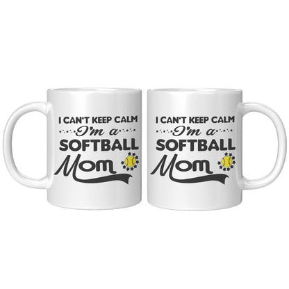 I Can't Keep Calm I'm A Softball Mom White Mug - TheGivenGet