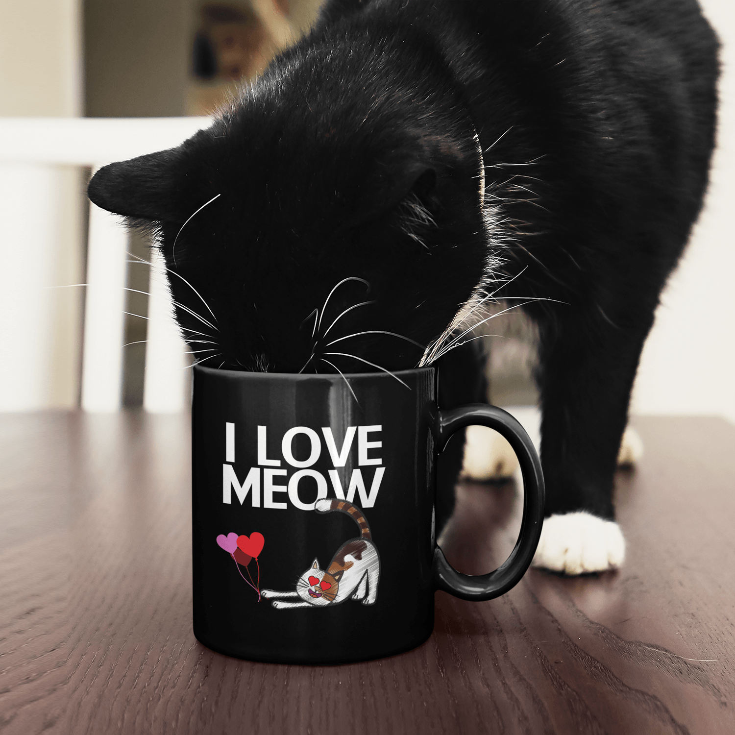 I Love Meow Black Mug - TheGivenGet