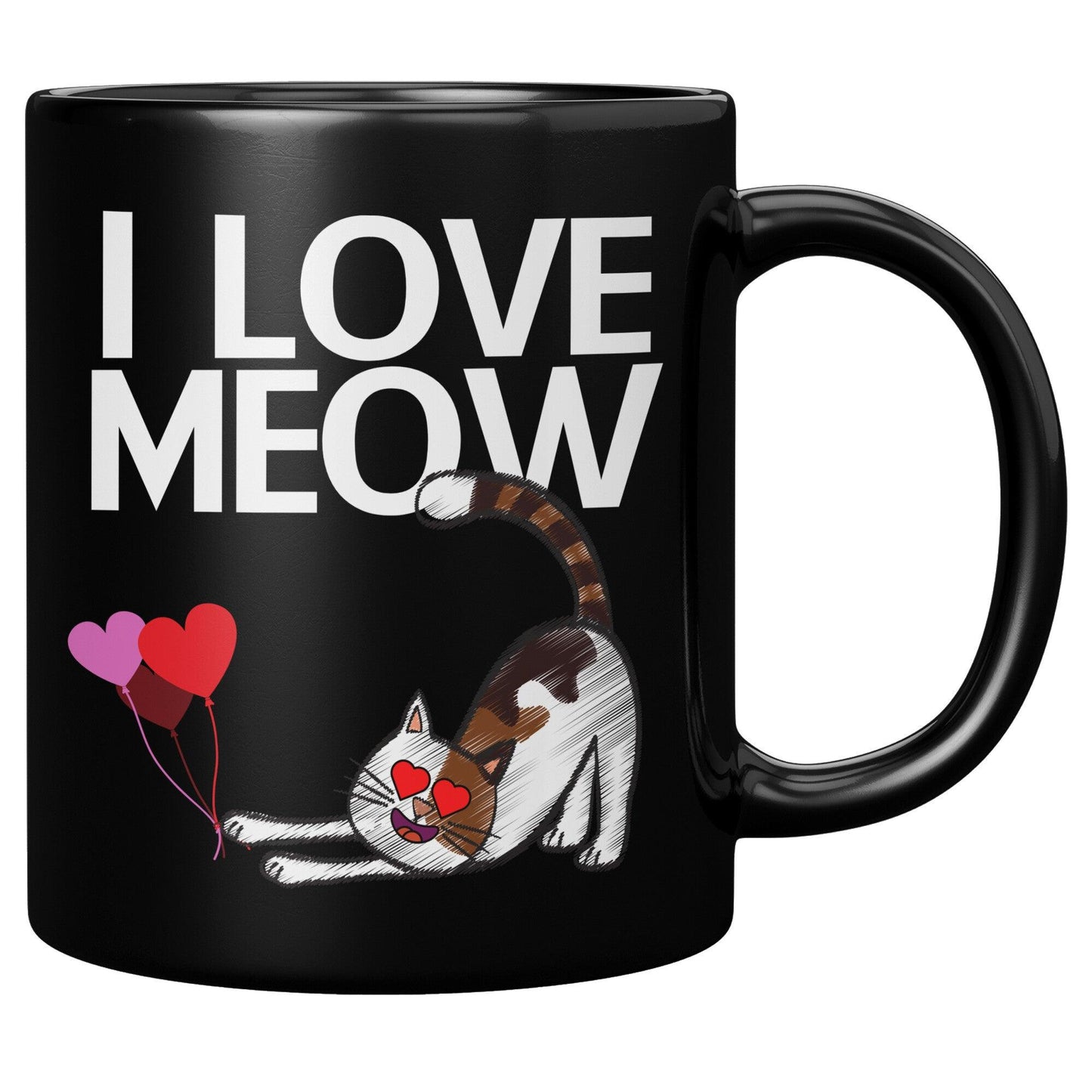 I Love Meow Black Mug - TheGivenGet