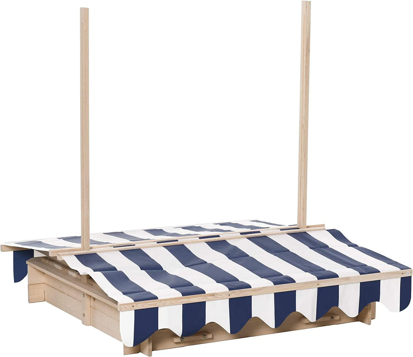 Kids Wooden Sandbox with Adjustable Canopy & Foldable Bench Seats - TheGivenGet