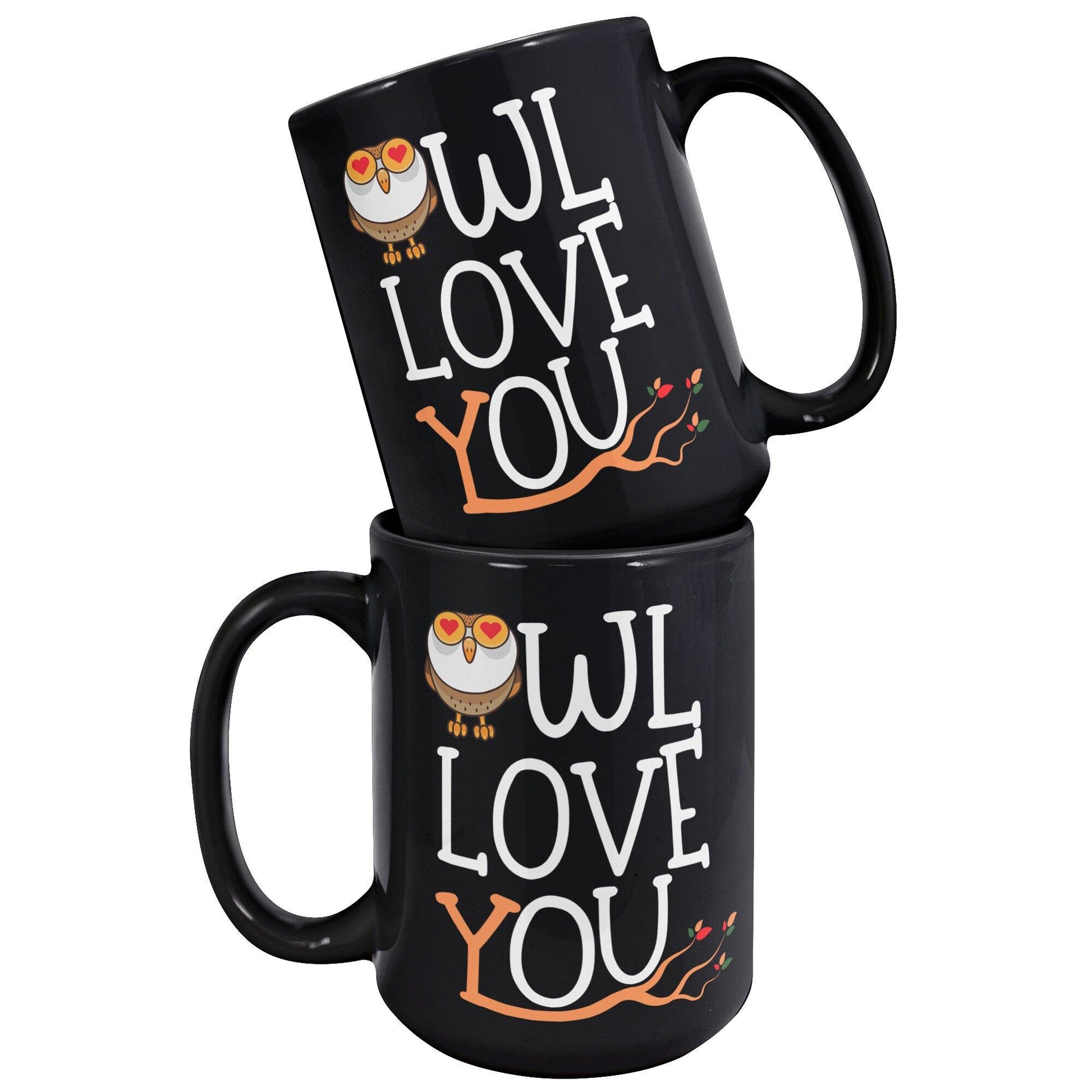 Orange Owl Love You Black Mug - TheGivenGet