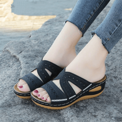 Orthopedic Low Wedge Sandals, Casual Flat Shoes Flip Flops for Women - TheGivenGet