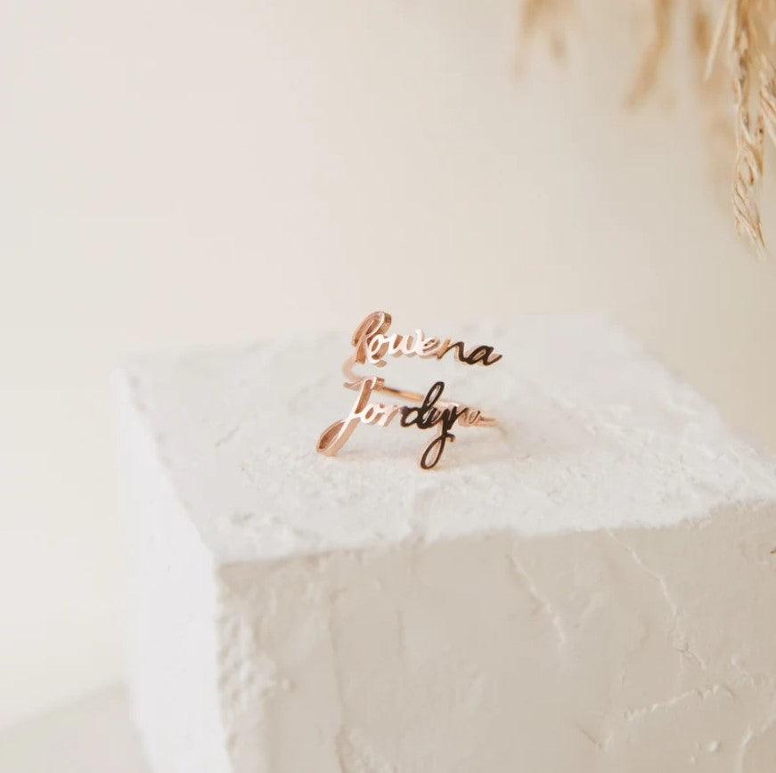 Two Name Ring with Hearts – Be Monogrammed