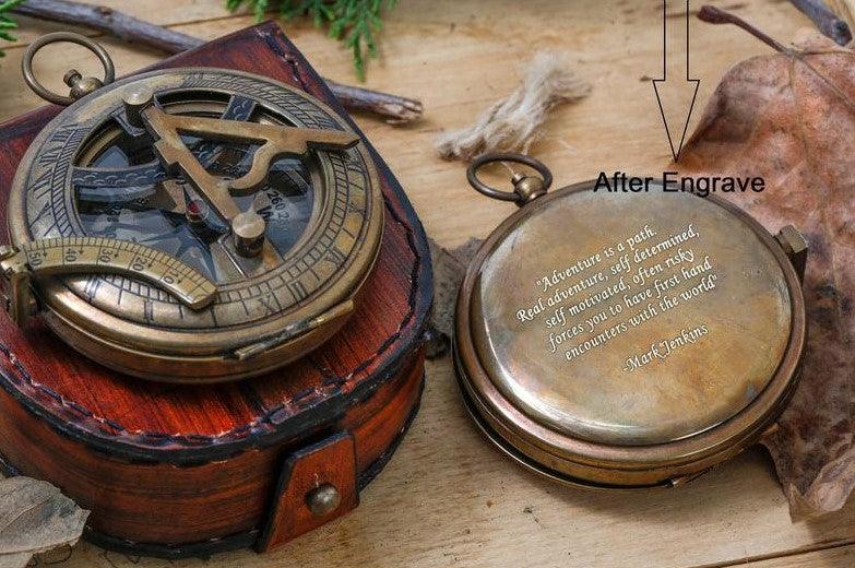 Cheap Vintage Push button Sundial Compass Personalized brass