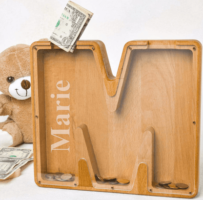 Personalized Wooden Letter Bank for Kids - TheGivenGet