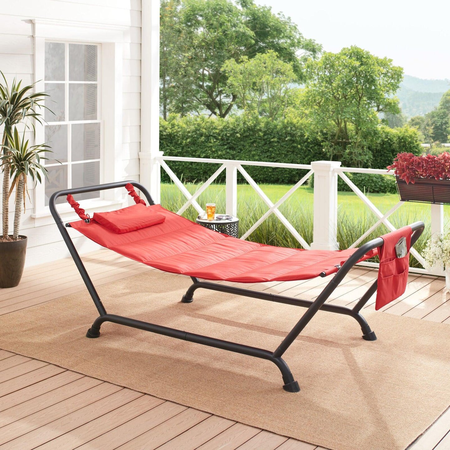 Polyester Hammock with Stand and Pillow for Outdoor - TheGivenGet