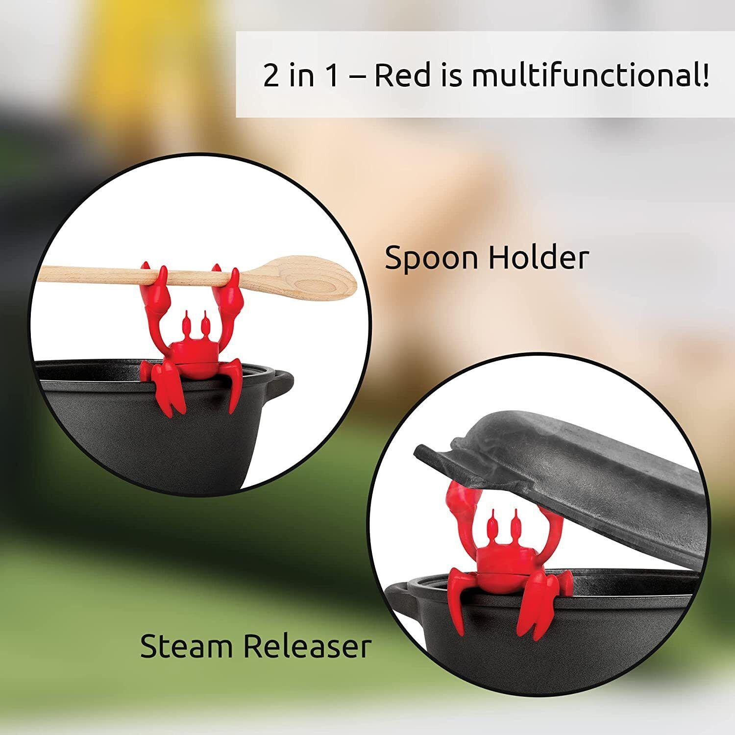 Crab Silicone Utensil Rest Spoon Holder Rest & Steam Releaser Heat