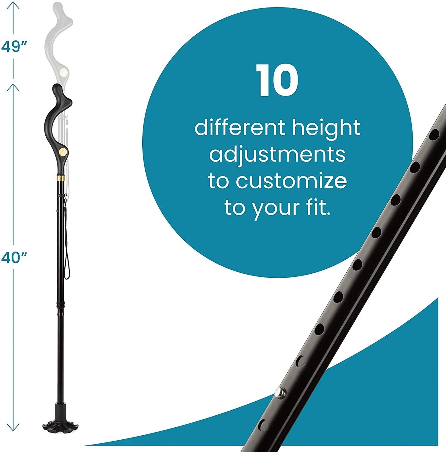 Self Standing Folding Cane with 10 Adjustable Heights for Men and Women - TheGivenGet