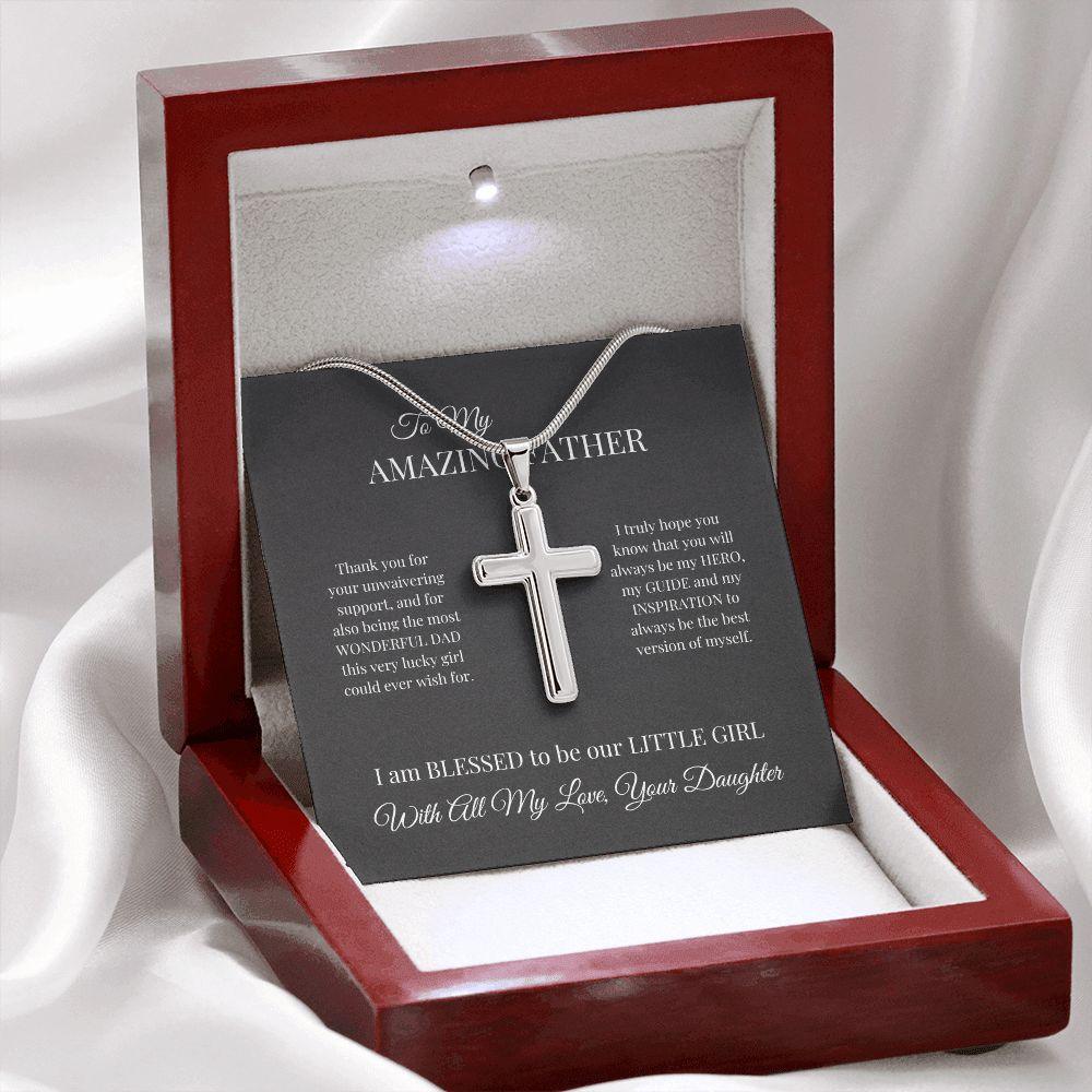 To My Amazing Father Cross Necklace - TheGivenGet
