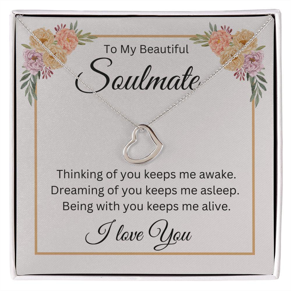 To My Beautiful Soulmate Delicate Heart Necklace - TheGivenGet