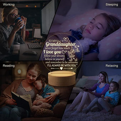 To my granddaughter, never forget how much I love you. Engraved Night Light Gifts for Granddaughter - TheGivenGet