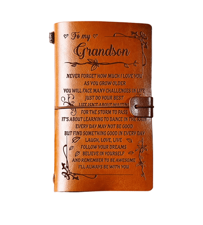 To My Grandson Leather Journal Birthday Gift for Grandson - TheGivenGet