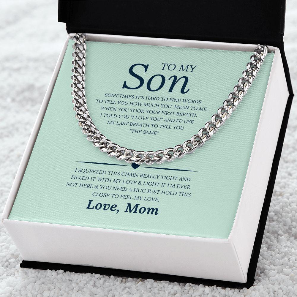 Sentimental Son Gifts from Mom, Son Cuban Chain Necklace, Mother to Son Gifts, Gifts for Son Birthday, Unique Gifts for Son from Mother, Cuban Link