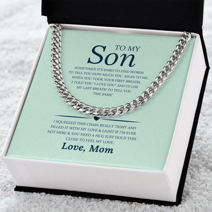To My Son, Love Mom Cuban Link Chain Necklace - TheGivenGet