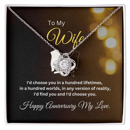 To My Wife Happy Anniversary Love Knot Necklace - TheGivenGet