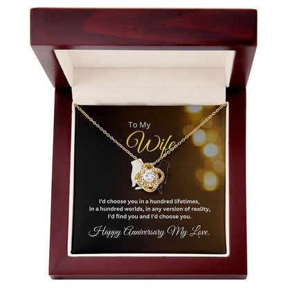 To My Wife Happy Anniversary Love Knot Necklace - TheGivenGet