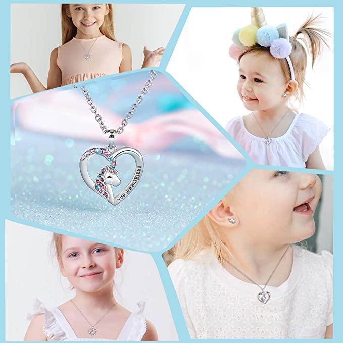 Unicorn Necklace for Women Girls, CZ Stone Heart Pendant Necklace With You Are Magical Message, Gift for Daughter, Granddaughter and Niece - TheGivenGet