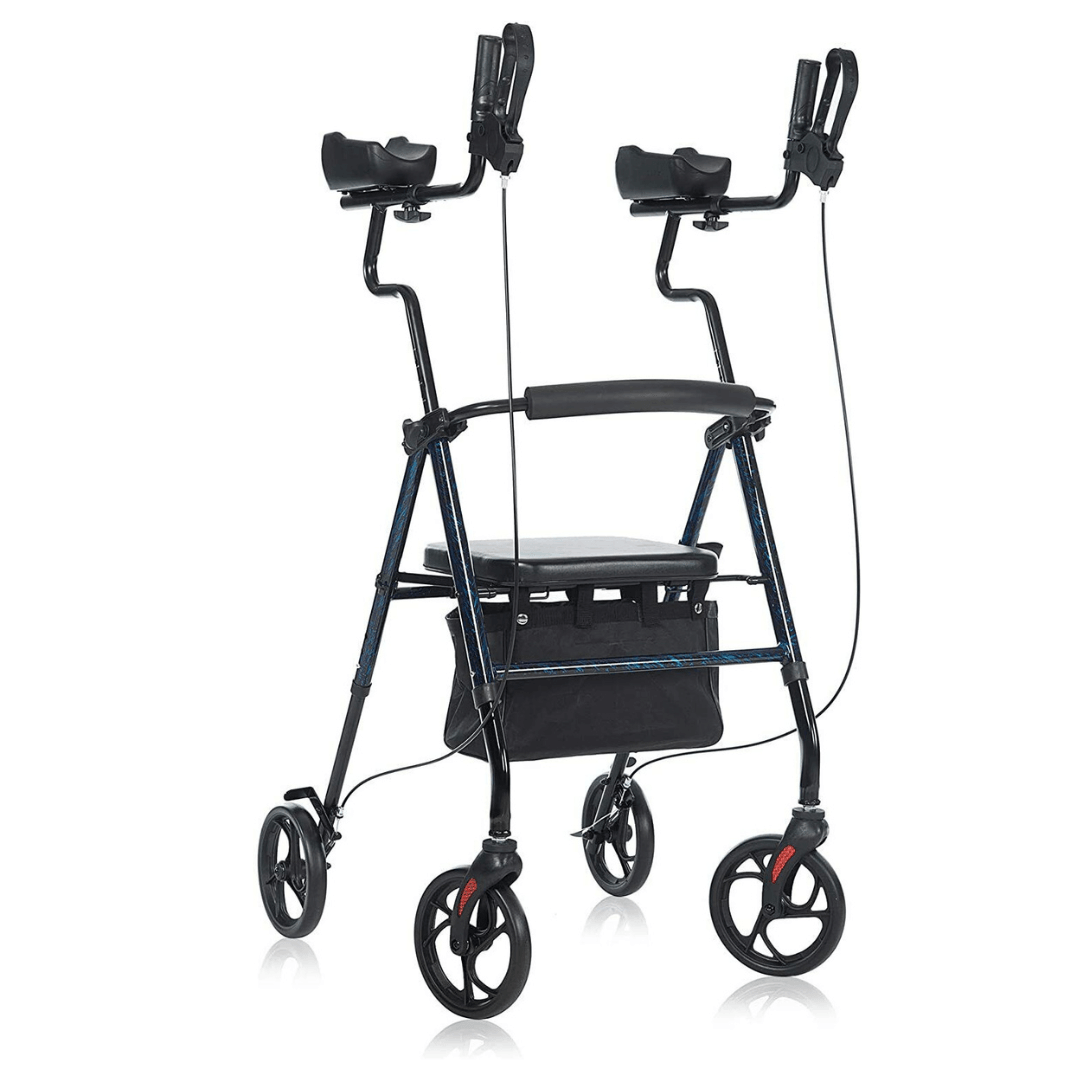 Upright Walker Stand Up Folding Rollator 300 lbs, Seat Padded Armrest For Senior - TheGivenGet