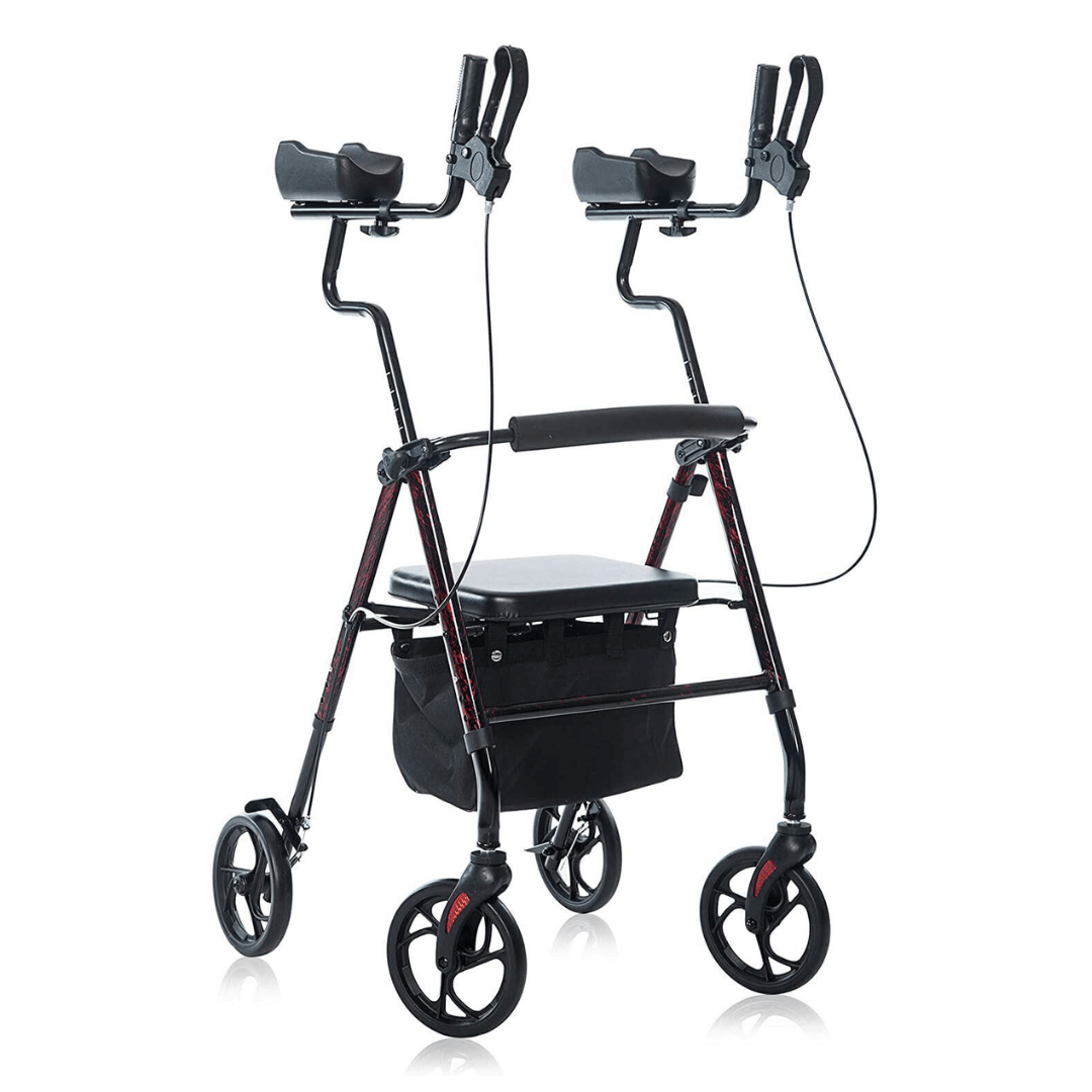 Upright Walker Stand Up Folding Rollator 300 lbs, Seat Padded Armrest For Senior - TheGivenGet