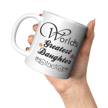 World's Greatest Daughter Flowery White Mug - TheGivenGet