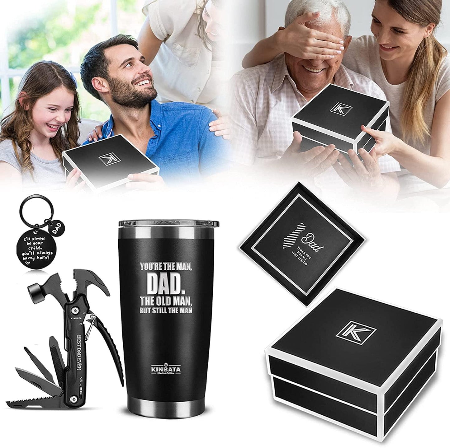 You're The Man Dad. The Old Man, But Still The Man Tumbler 20oz, with All in One Hammer Multitool Set Fathers Day Cup - TheGivenGet