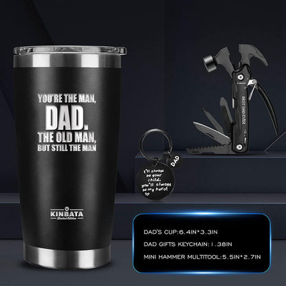 You're The Man Dad. The Old Man, But Still The Man Tumbler 20oz, with All in One Hammer Multitool Set Fathers Day Cup - TheGivenGet